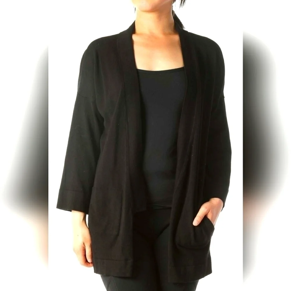 ZARA Black 3/4 Sleeve Pocketed Knit Cardigan, Size S - Picture 1 of 11